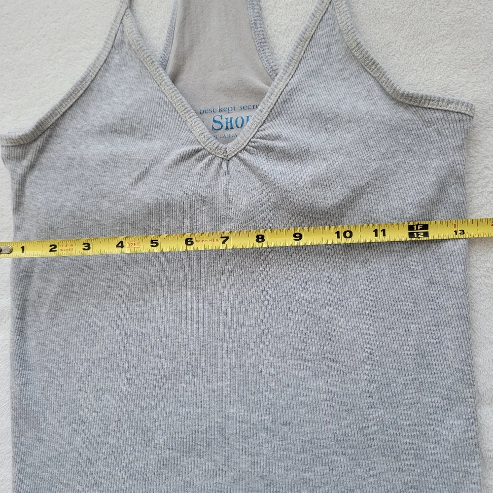 Victoria's Secret Built-in-Bra Cotton Stretch Ribbed Halter Tank Top Small grey - Picture 3 of 11